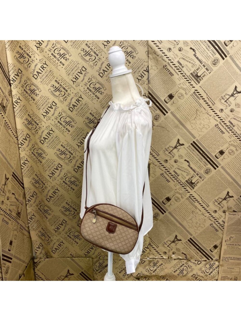 Celine Shoulder Bag Pochette White Macadam Travel - Picture 2 of 15